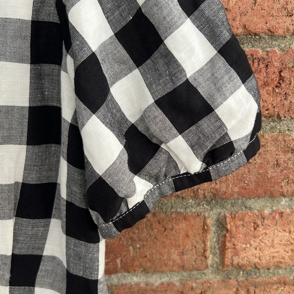 LOFT black and white Gingham Button V-Neck Dress size 8 Petite - Picture 6 of 8